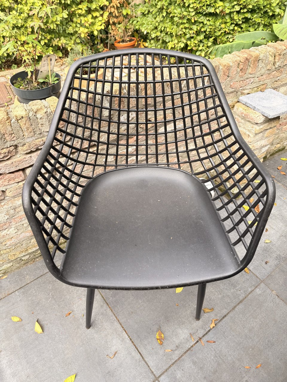 6 Zwarte webbing tuinstoelen