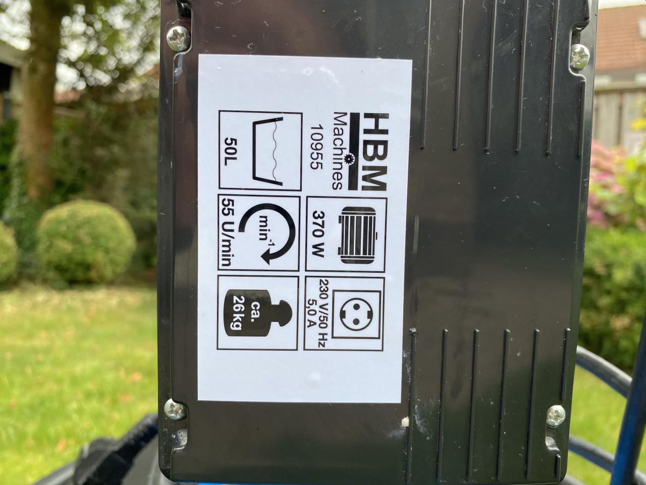 HBM 50L elektrische mixmachine/mengmachine 370W verrijdbaar