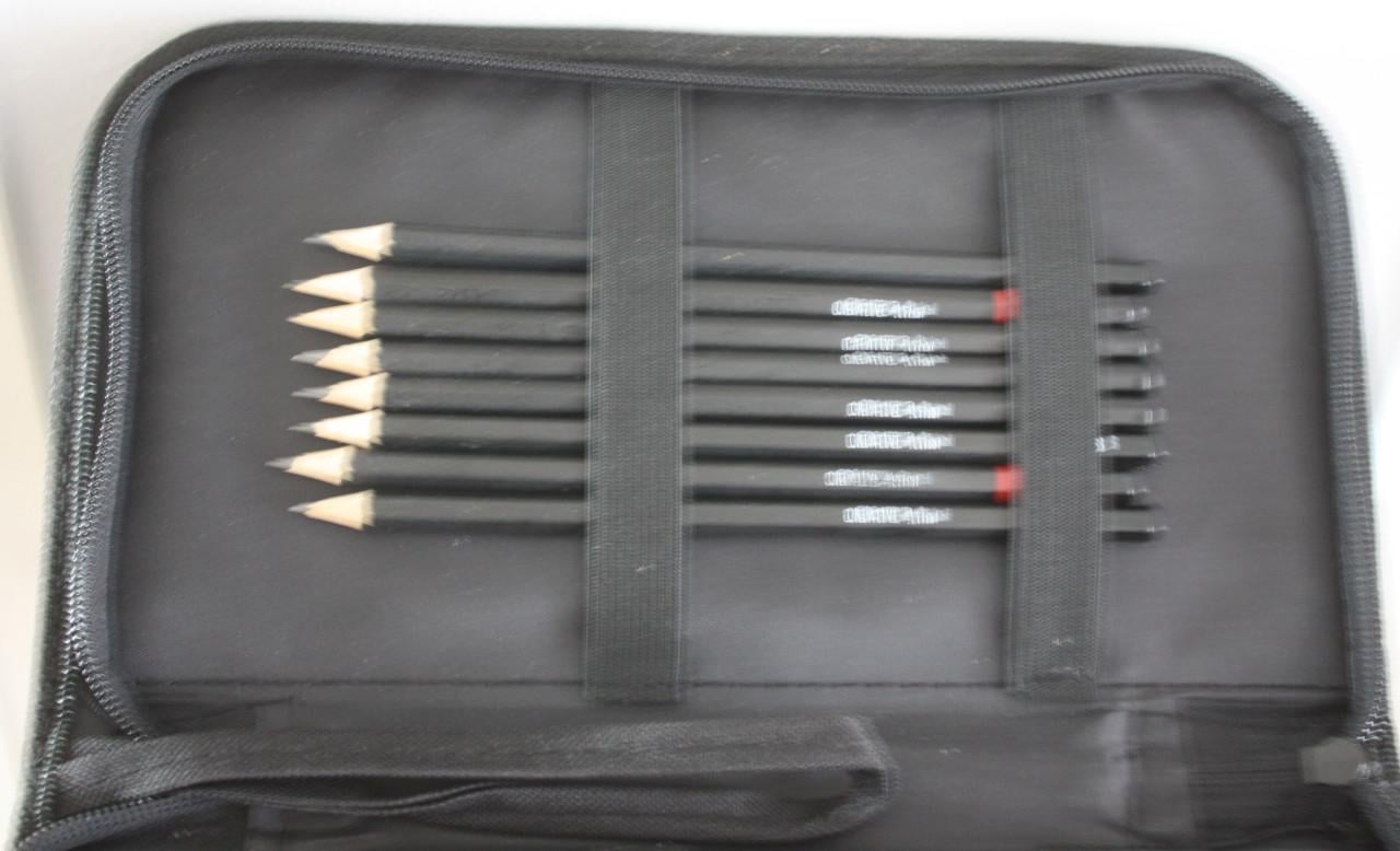 Set potloden in zwarte etui