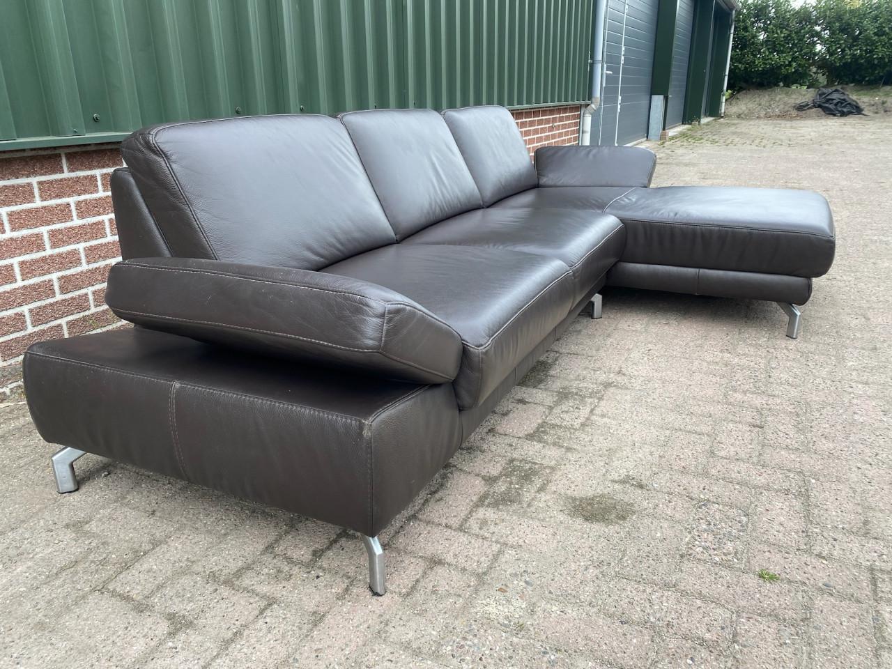 Montel Bruine Leren Hoekbank- Gratis Levering NL