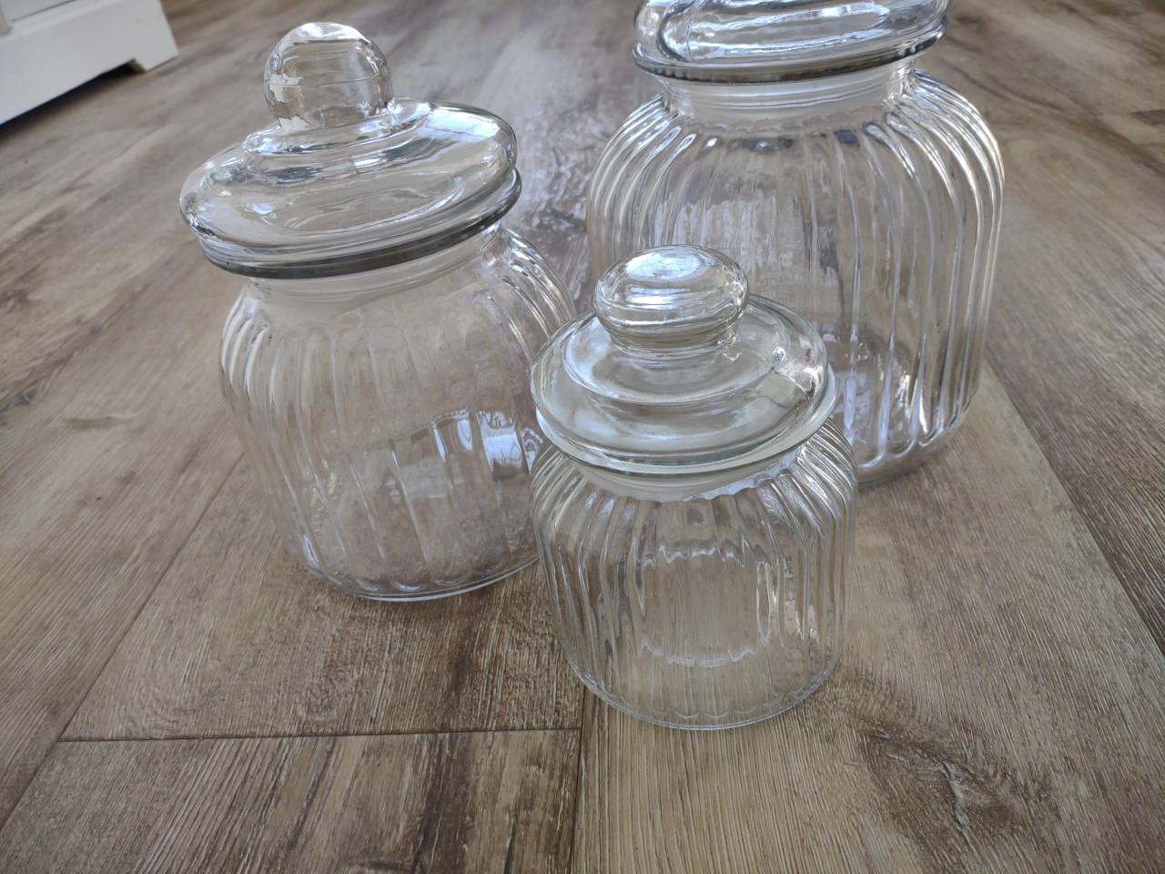 Luxe set glazen weckpotten, stolpen met deksel, koekjespot