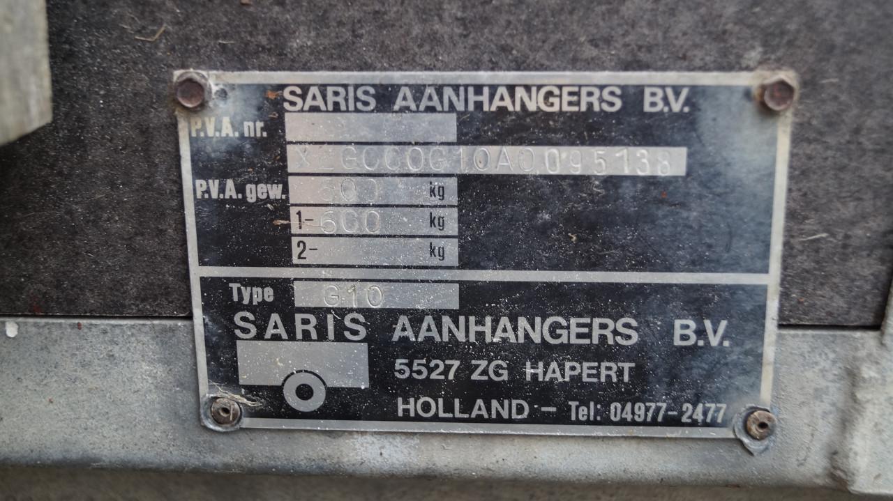 Saris aanhangwagen type G10 ongeremd tot 600kg