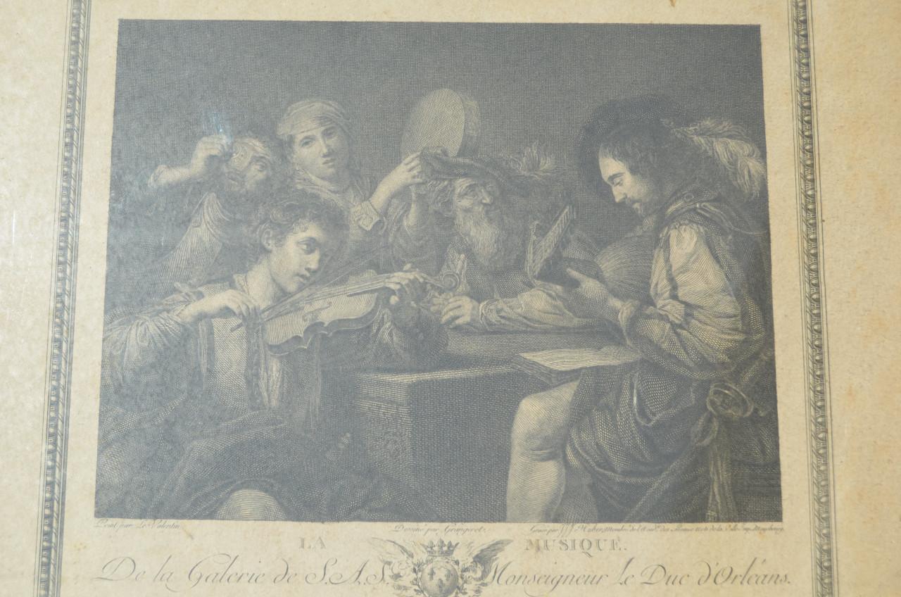Franse gravure 'La Musique' coll. le Duc d'Orleans 1786