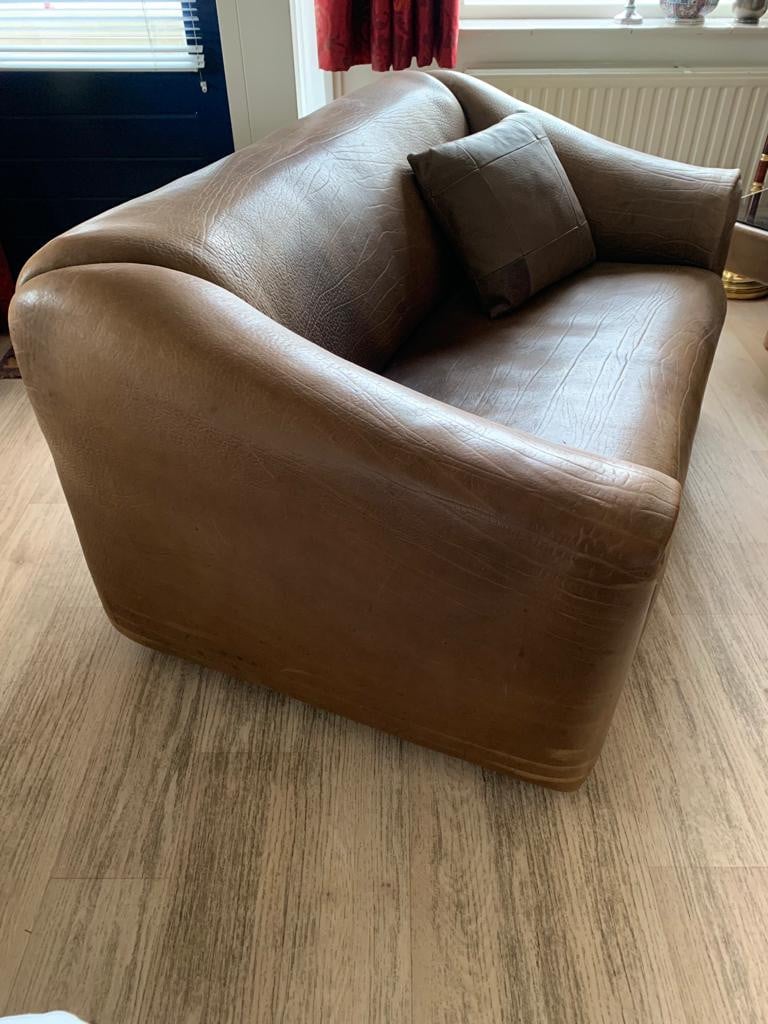 Vintage De Sede DS 47 lederen 2-zits bank + bijhorende tafel