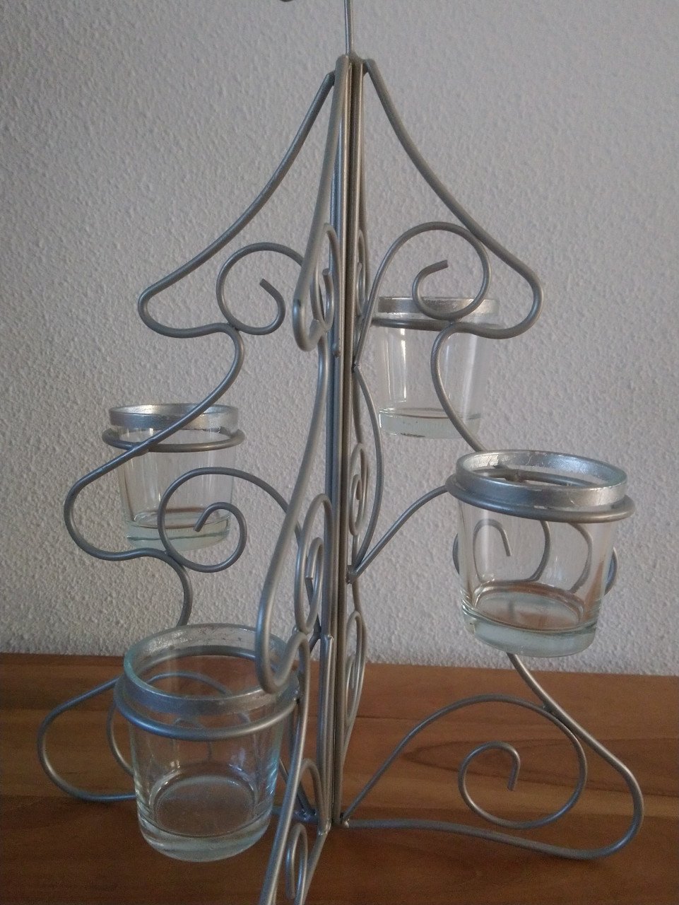 Metalen kerstboom met glazen waxinelichthouders, h 40 cm
