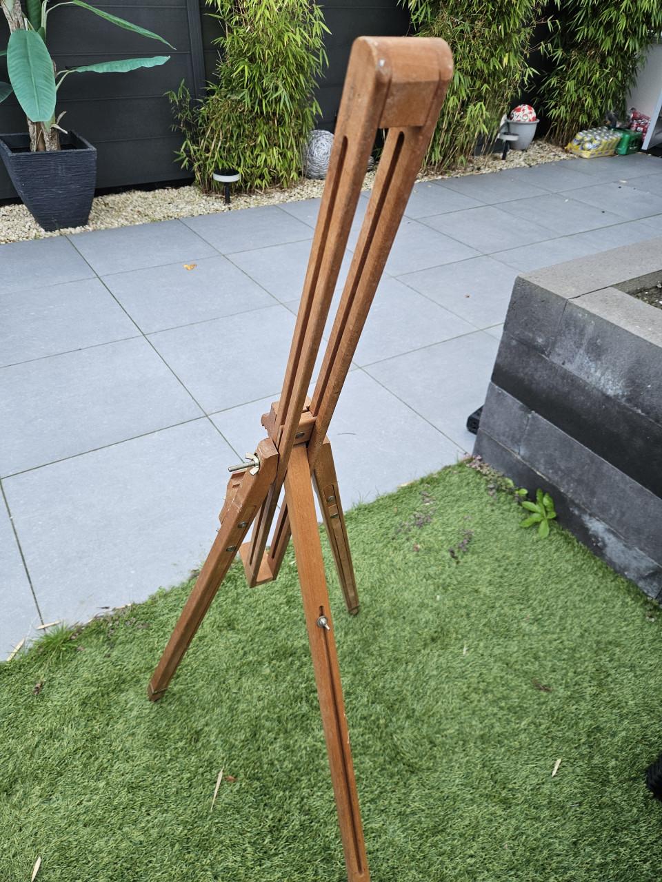 Houten vintage schildersezel, inklapbaar en verstelbaar