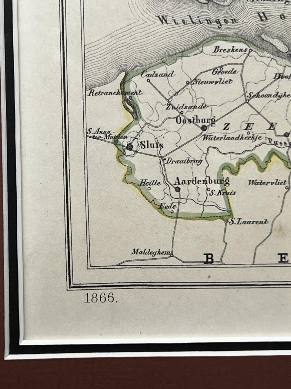 Historische kaart Zeeland, cartografie 1865
