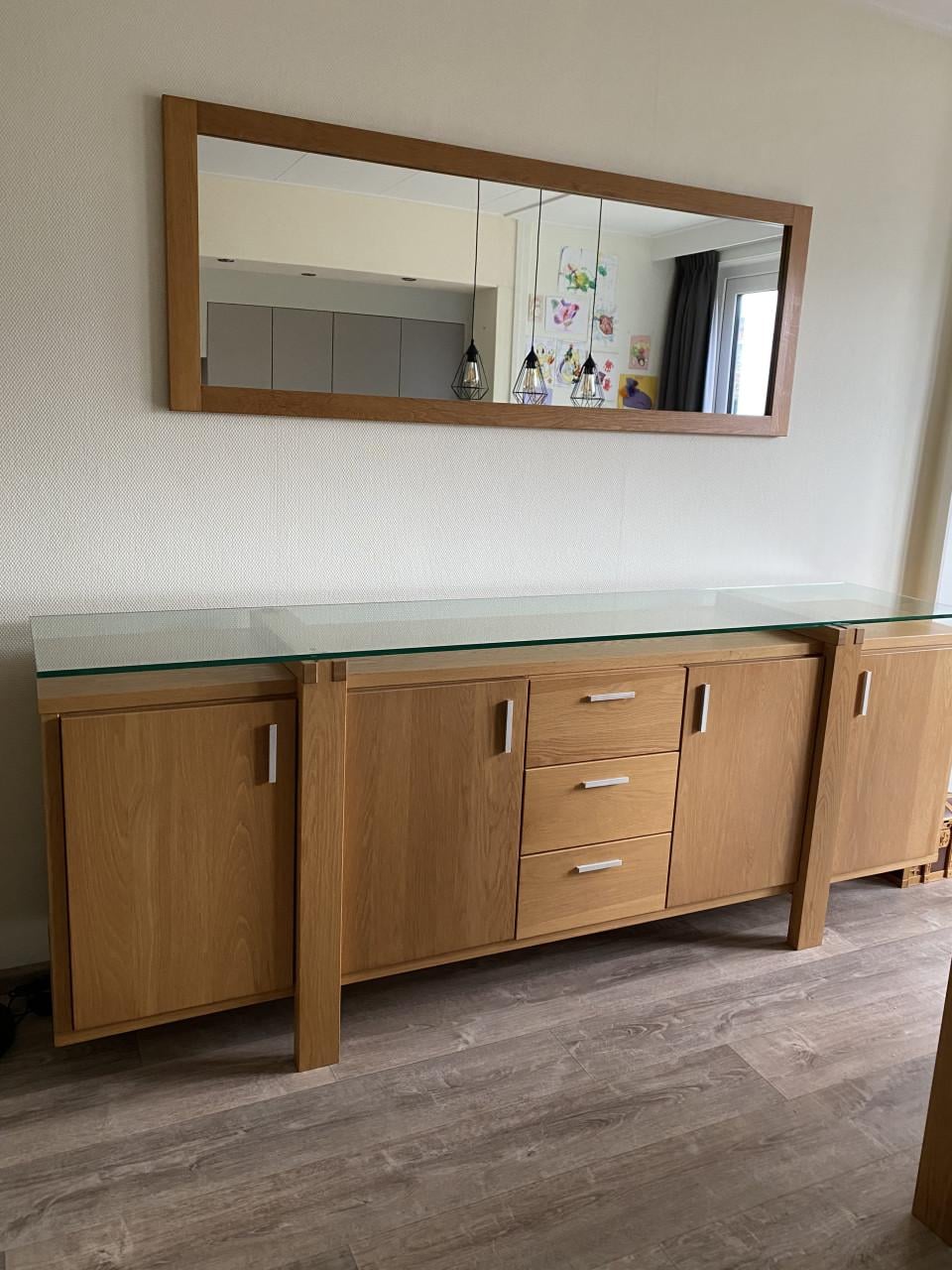 Modern massief licht eiken meubelset met bankstel te koop