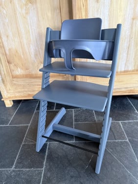 Stokke trip trap Fjord Blue met babysit en kussen