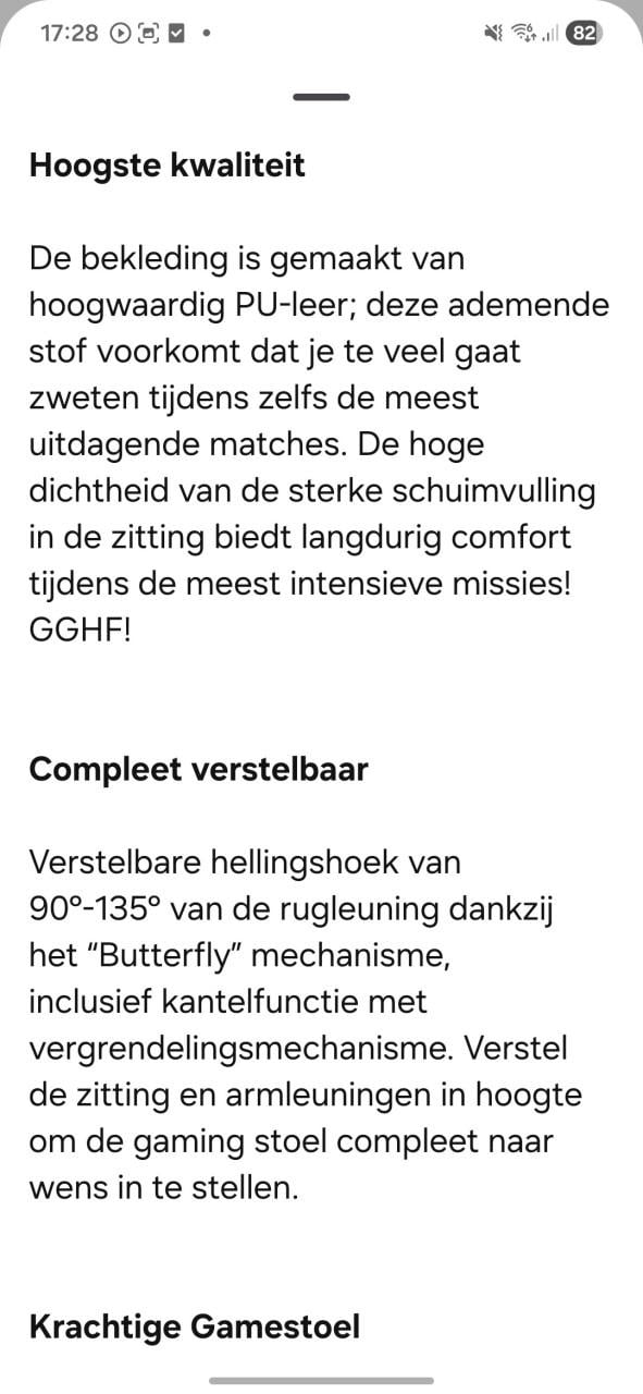 Te koop gamestoel weinig gebruikt