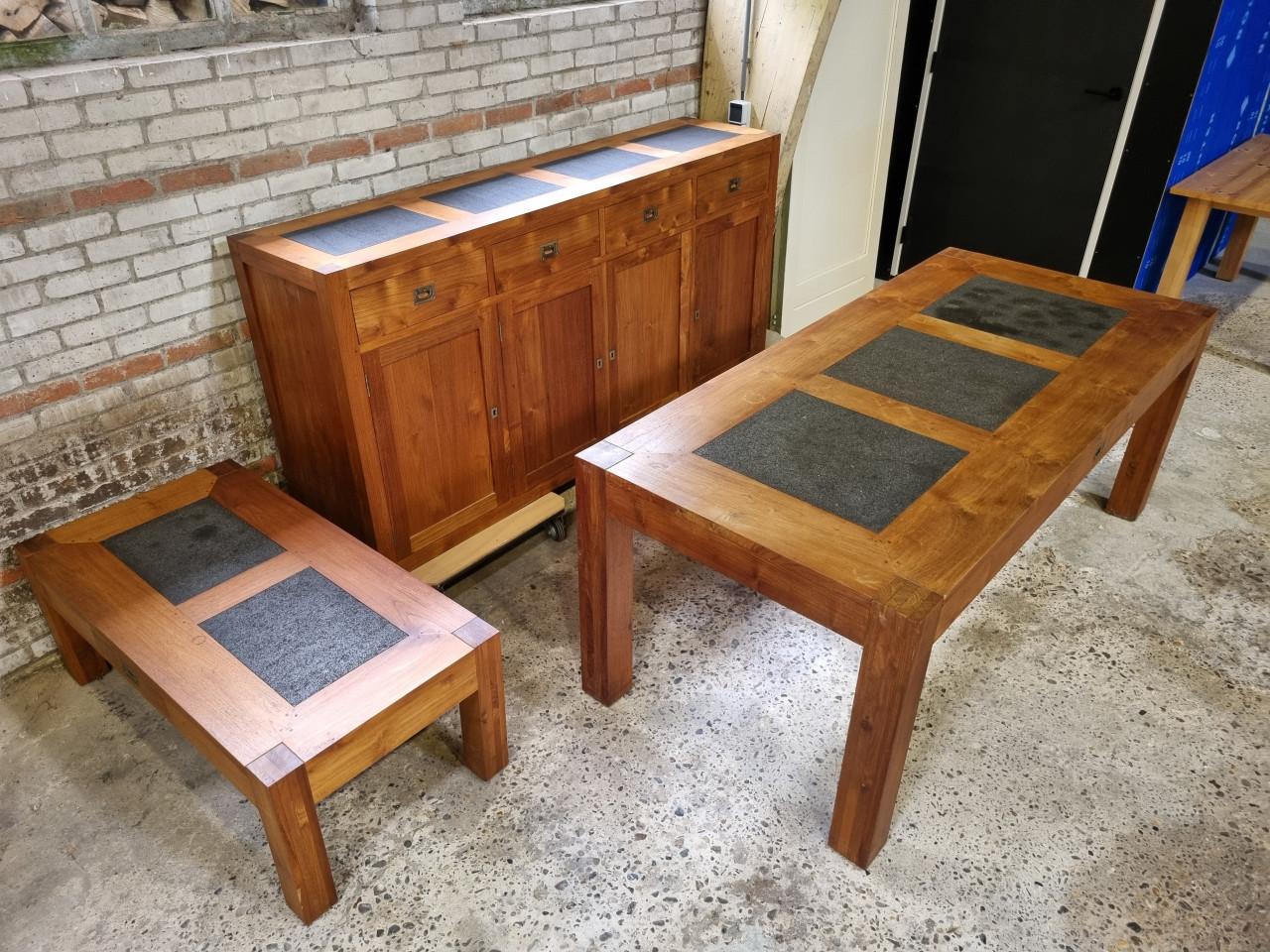 Eettafel - teakhouten set