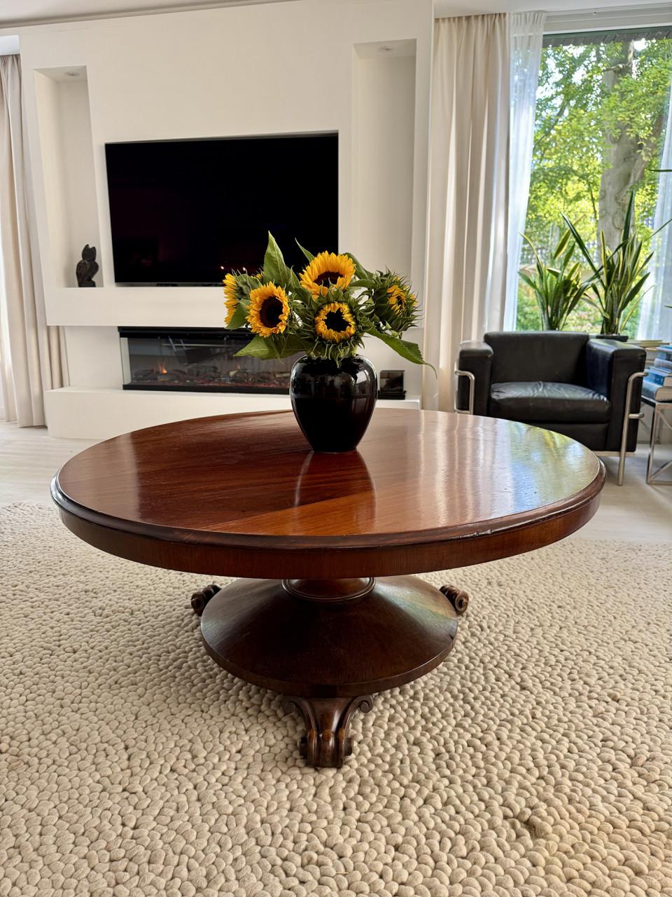 Antieke ronde mahoniehouten salontafel