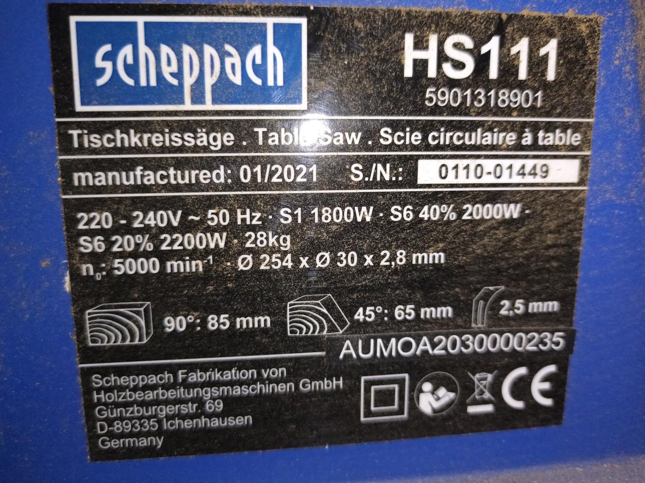 Te koop Zaagtafel Scheppach HS111 – zeer weinig gebruikt