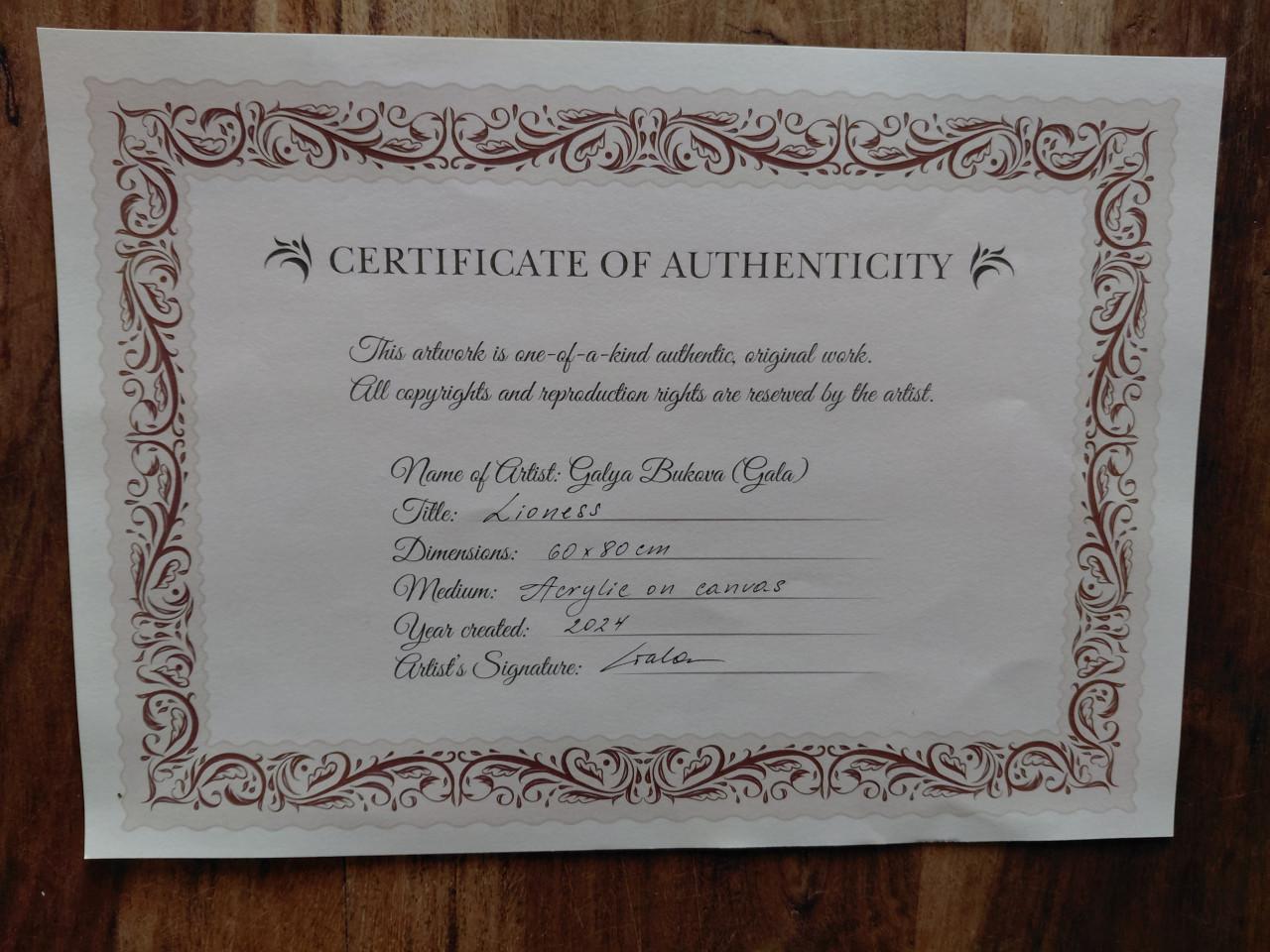 Uniek Acrylschilderij van Galya Bukova : Lioness