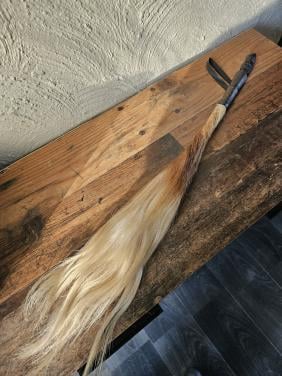 Vintage Afrikaanse Vliegenmepper met Houten Handvat