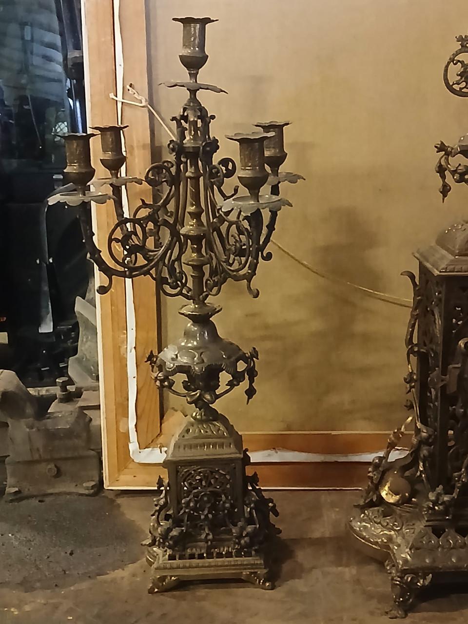 Antiek bronzen schouwstel