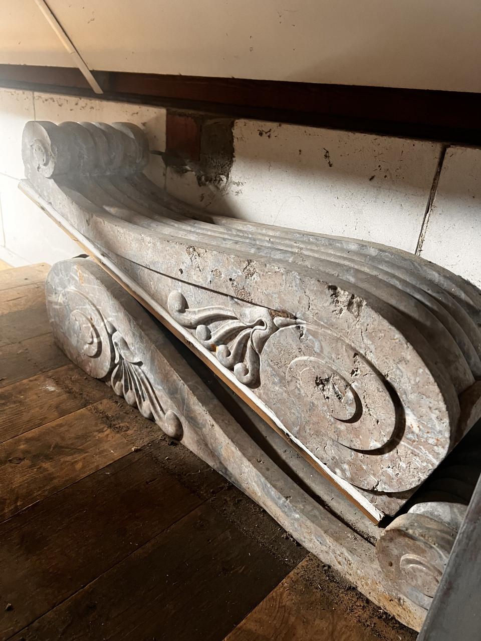 Antieke massief marmeren schouwconsoles – set – ±1900