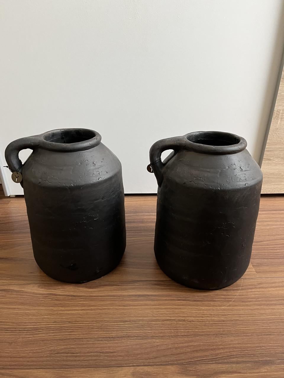 Zwarte stenen vazen (set van 2)