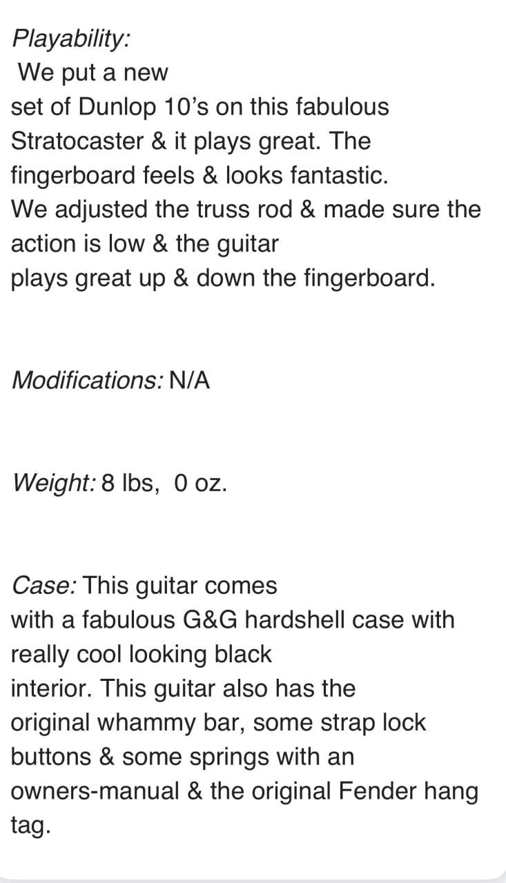 Fender Custom Shop Stratocaster pro closet classic