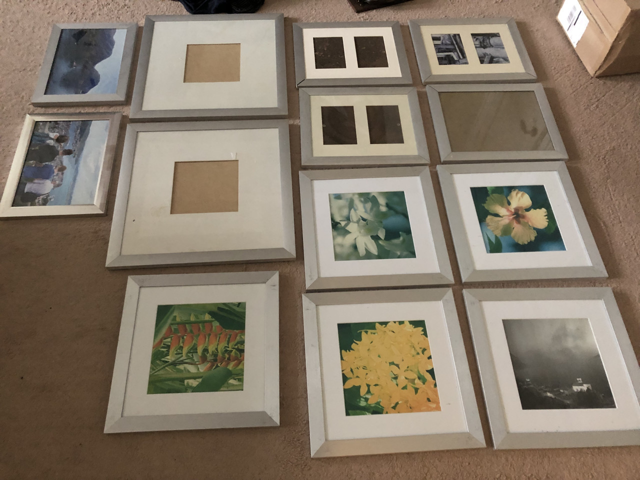 15 fotolijsten met geborstelde zilverkleurige rand
