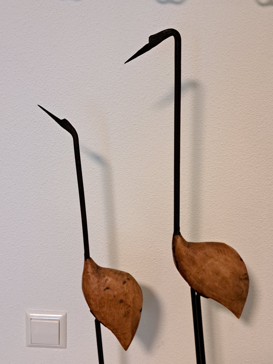 Set van 3 mooie decoratieve reigers metaal/hout