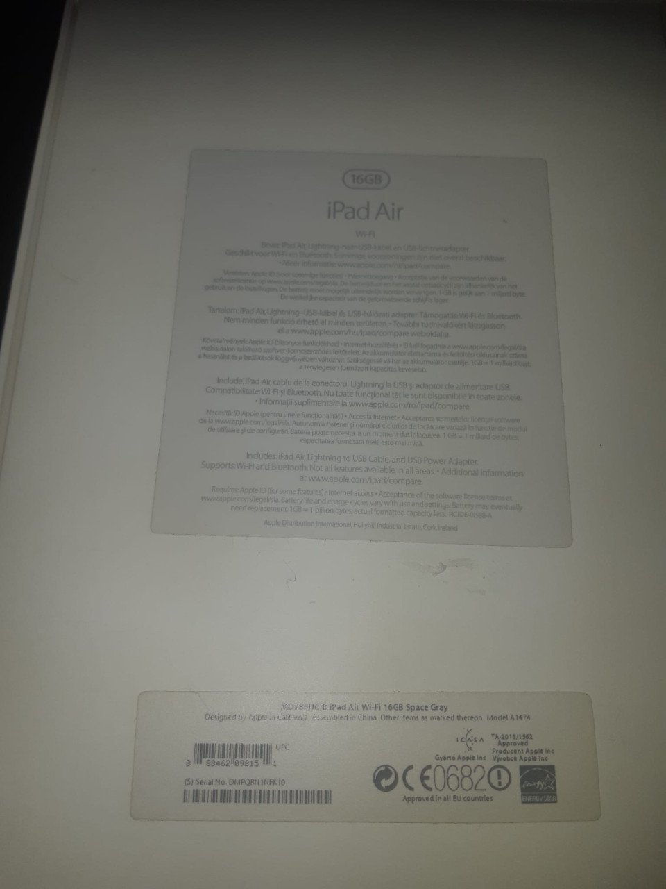 Ipad Air 16GB model A1474