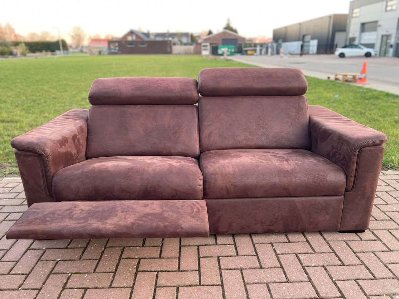 GRATIS LEVERING HEEL NL 3 + 2.5-zits Stoff Suede Relax Bankstel