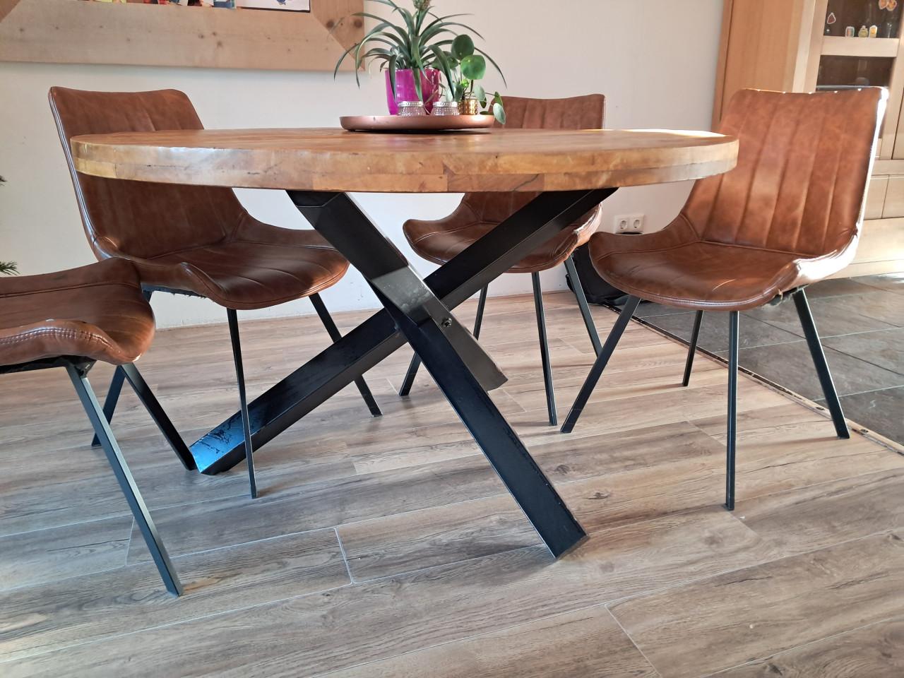 Set eettafel + salontafel mangohout