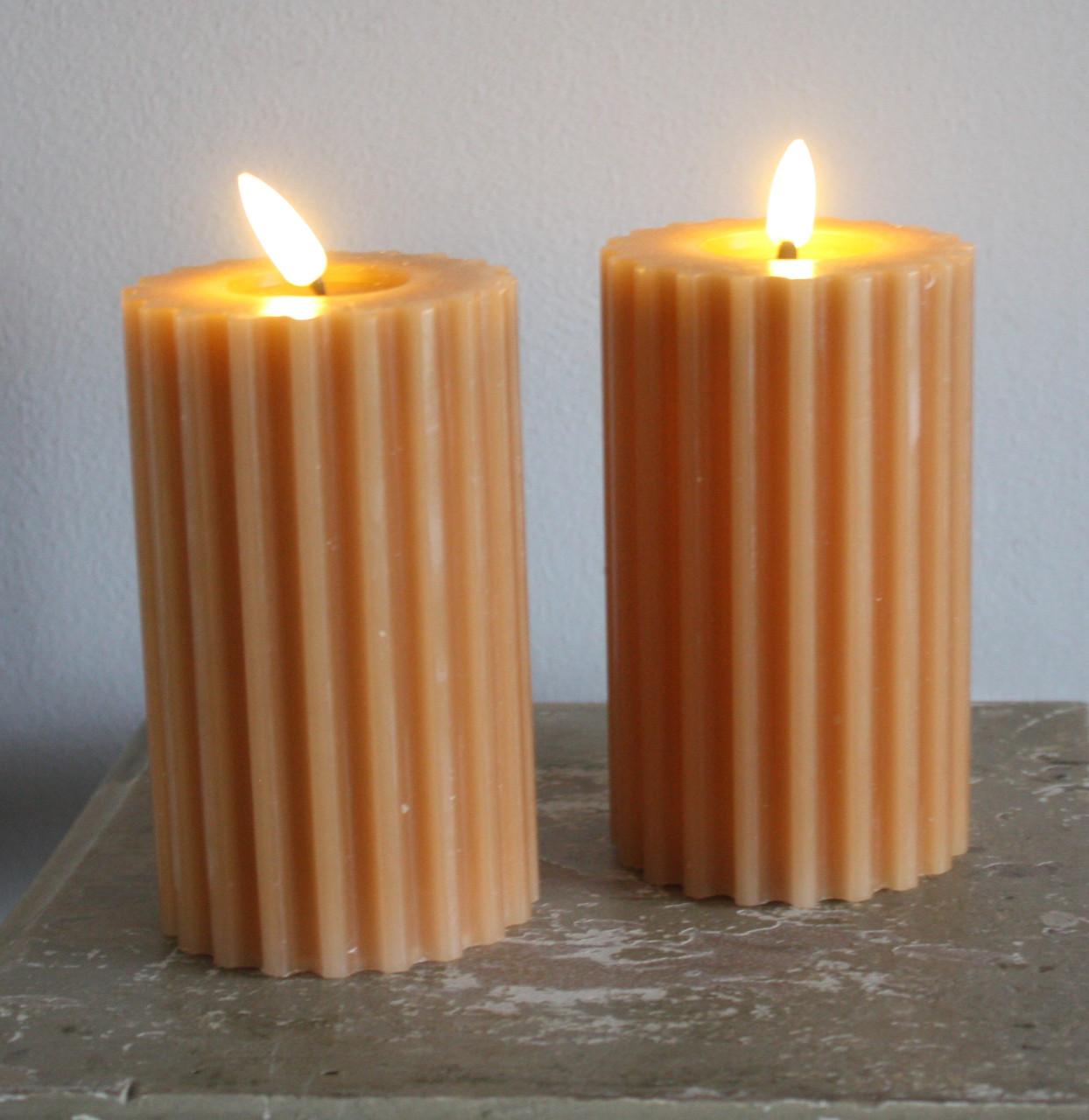 Set van 2 caramelkleur kaarsen