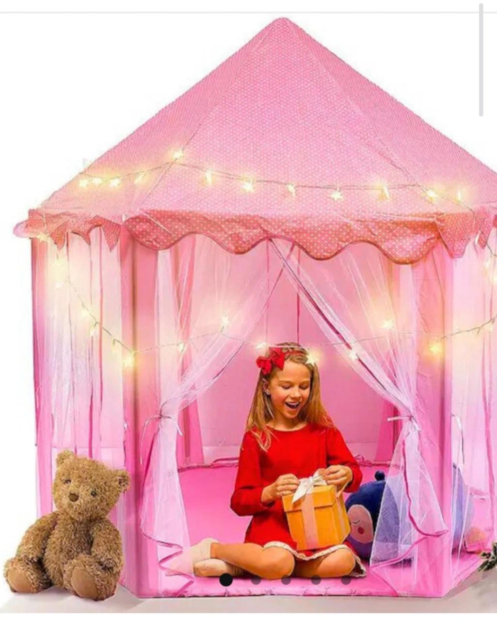 Roze speelgoedtent Grafix, model Princess met lichtjes