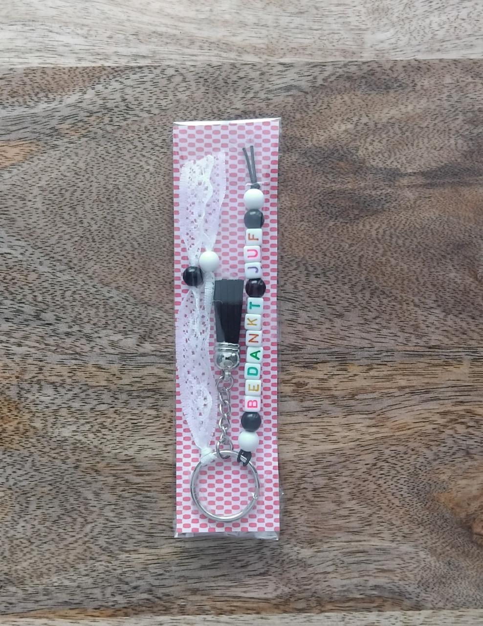 5 =€10 BEDANKT JUF Sleutelhangers