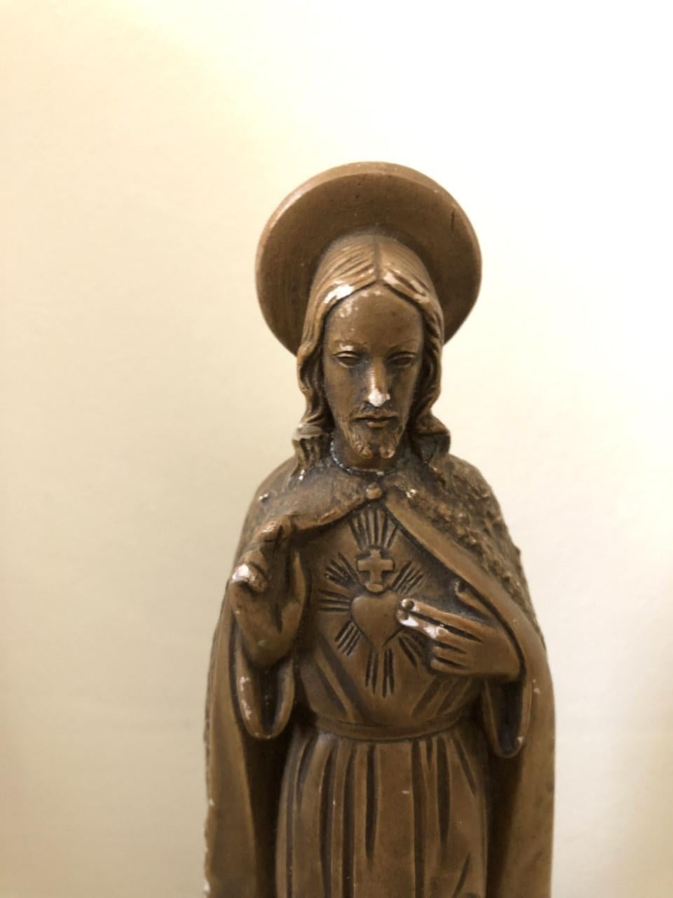 Lief brocante heilig Jezus Christus op natuursteen plaatje