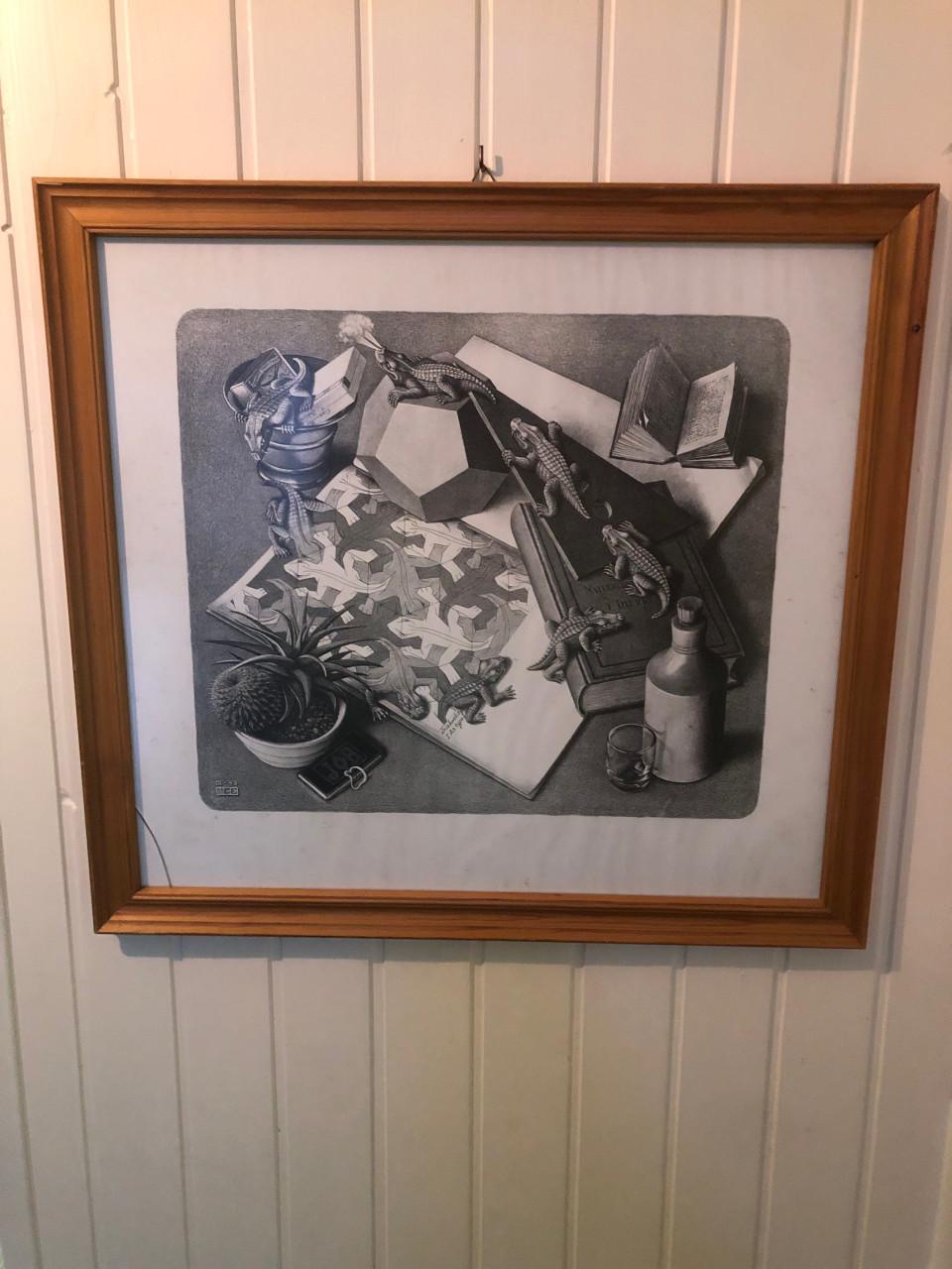 M.C. Escher Reptielen Litho ingelijst met ontspiegeld glas