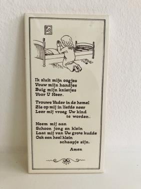 Lief brocante tegeltje met gebed voor kinderen