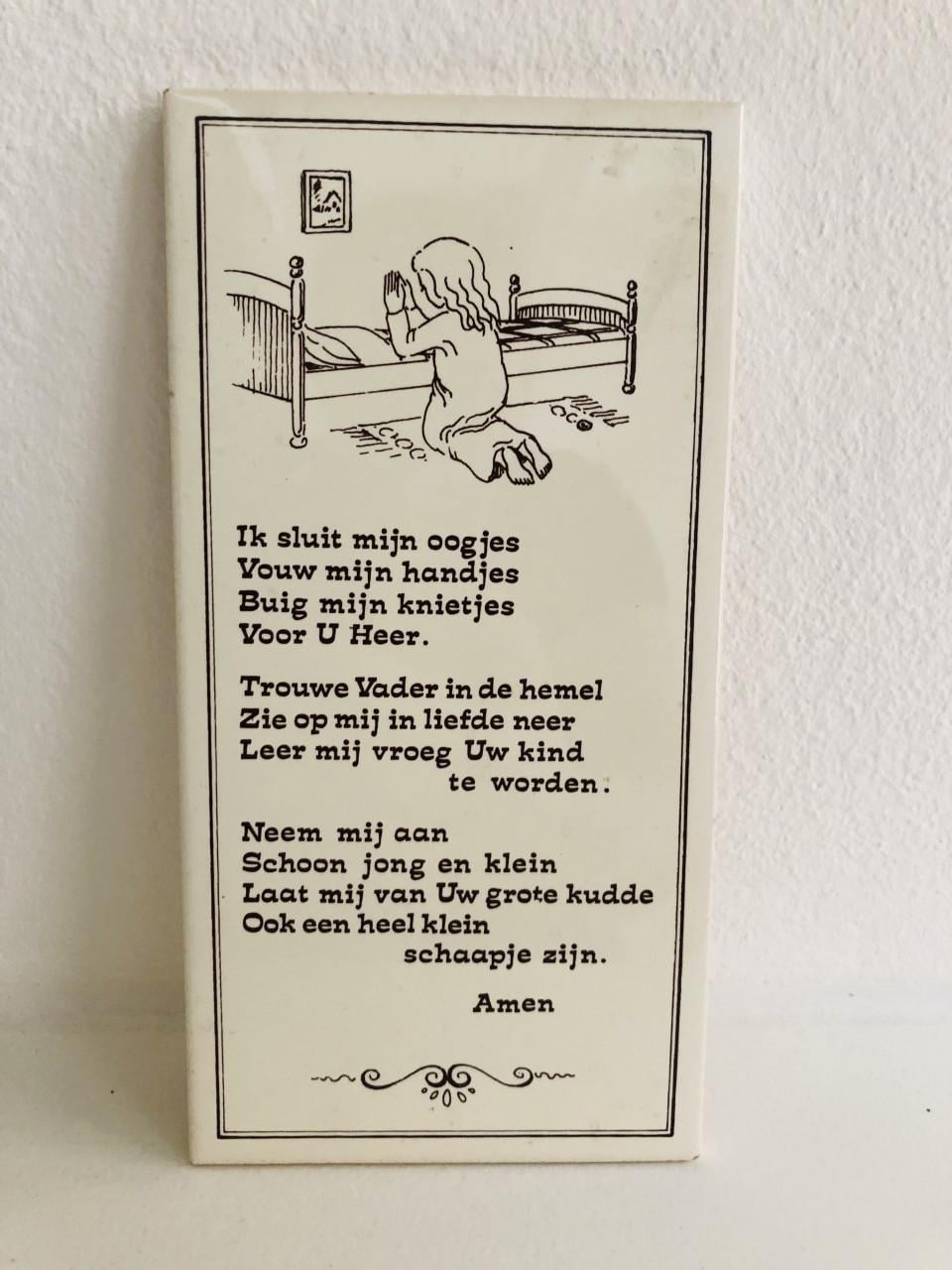 Lief brocante tegeltje met gebed voor kinderen