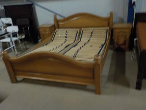 Massief blank eiken ledikant 160 x 200 cm +2 verstelbare bodems + 2 kastjes