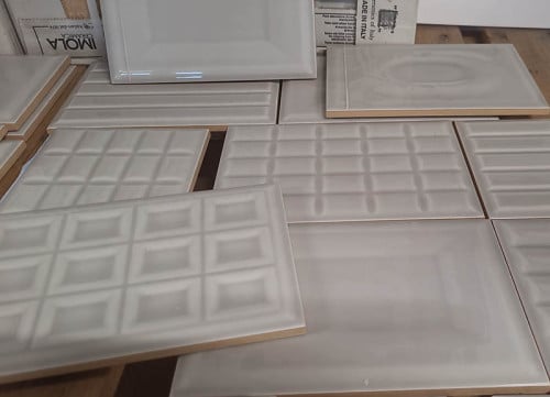 3035-178 ca 5,68 m² decortegels met relief, grijs, 12x18 cm