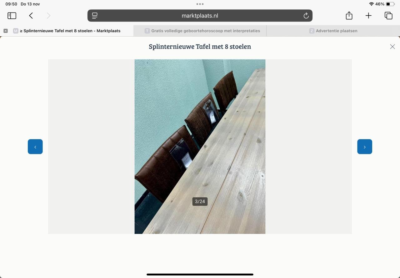 Nieuwe tafel met 8 stoelen