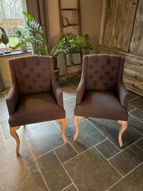 6 landelijke eetkamerstoelen donkergrijs