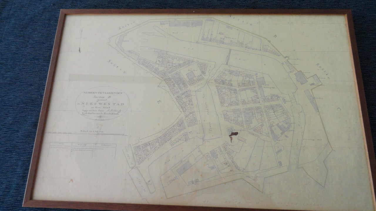 Vlissingen Repro Minuutplan Kadaster . Situatie ± 1812-1820 Fraai ingelijst