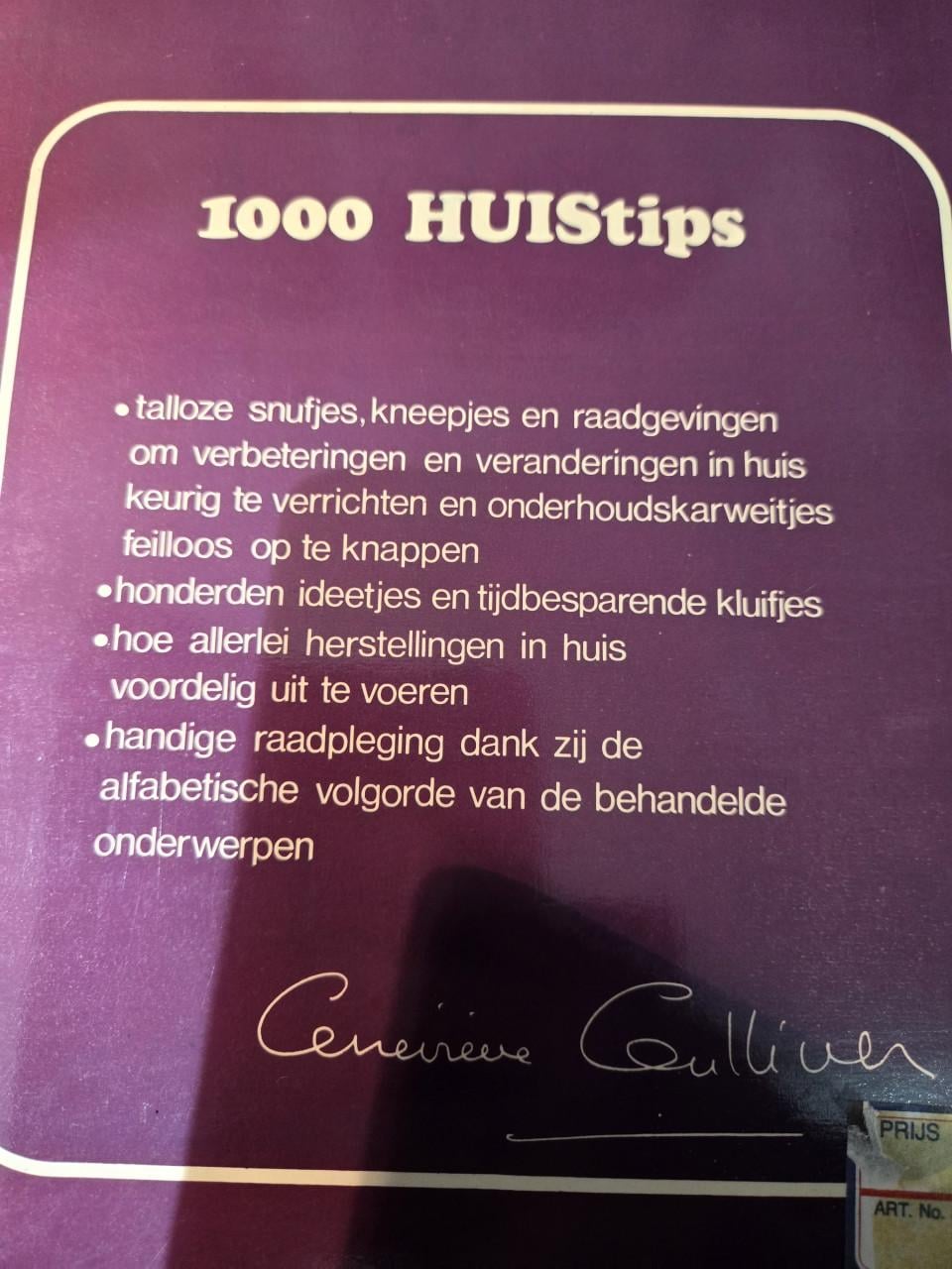 Vintage boek "1000 HUIStips van libelle"  Geneviève Gulliver. 1978-1979