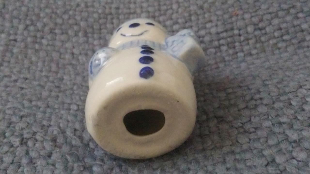 Kerst hanger keramiek sneeuwpop 7 cm