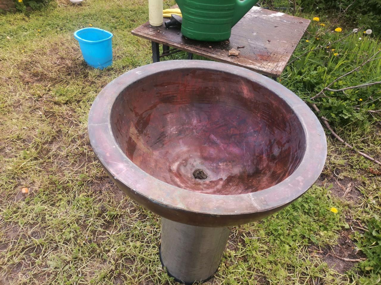 Grote rood koperen plantenbak