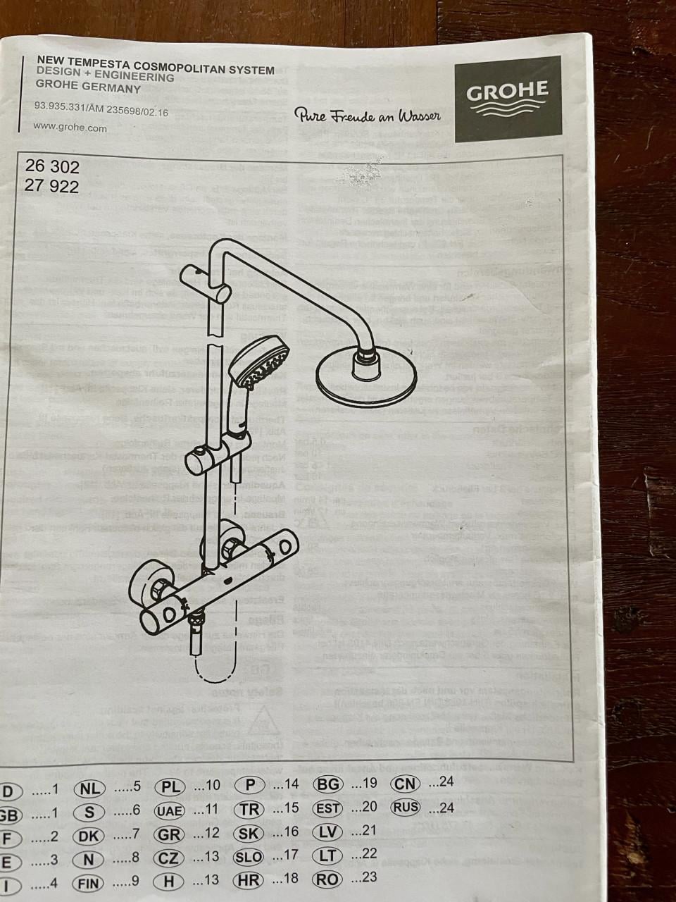 Grohe New Tempesta Cosmopolitan Douchesystem.