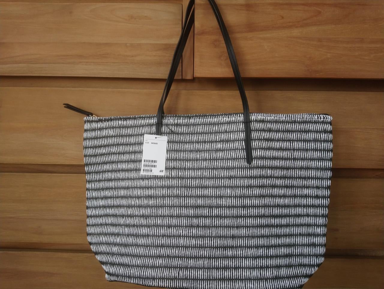 H&M strooien tas shopper zwart-wit - NIEUW
