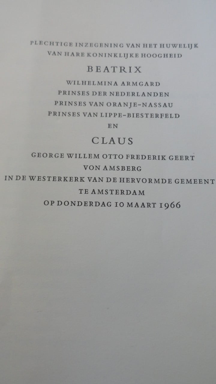Huwelijk Beatrix en Claus Orde van dienst in de Westerkerk te Amsterdam op