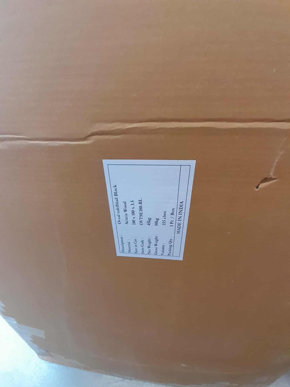 Ovale tafel zwart mango 180 cm HSM nieuw in verpakking