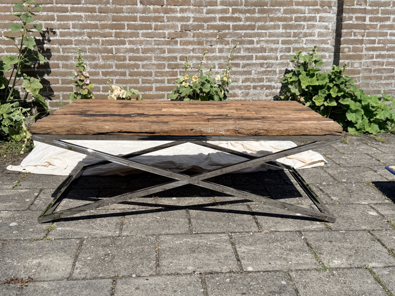 Richmond salon tafel staal hout Chrome
