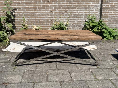 Richmond salon tafel staal hout Chrome