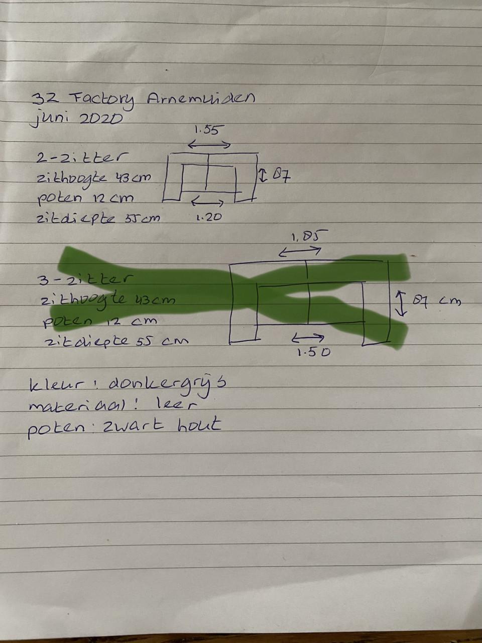 Bank-leer-donkergrijs-2 persoons